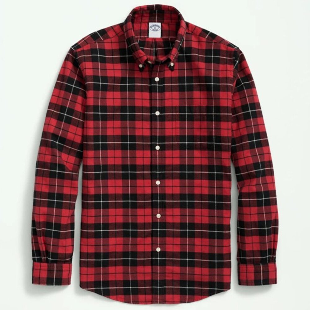 NWT Brooks Brothers 1818 Red Plaid Portuguese Flannel Button Down Shirt XXL